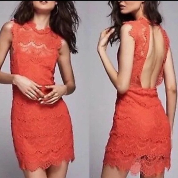 Free People Red Daydream Lace Open Back Dress - Picture 5 of 11